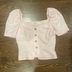 aritzia pink button top